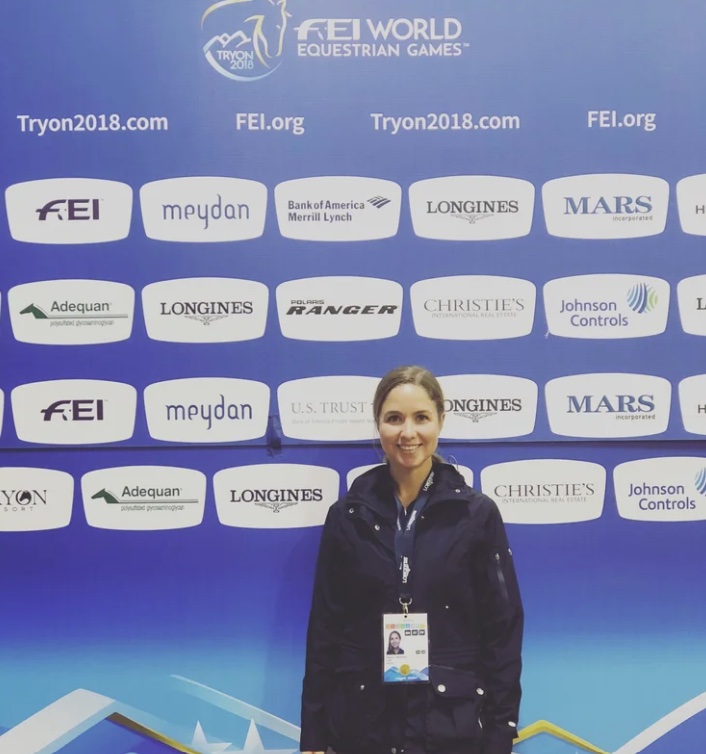 Dr. Robyn Wyzinski at the 2018 FEI World Equestrian Games, where she served as an FEI physiotherapist